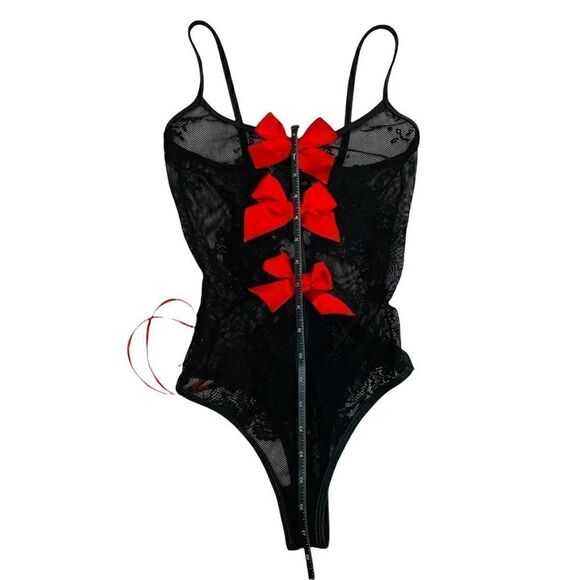 Mesh & Lace Thong Bodysuit Corset Back - Picture 12 of 12